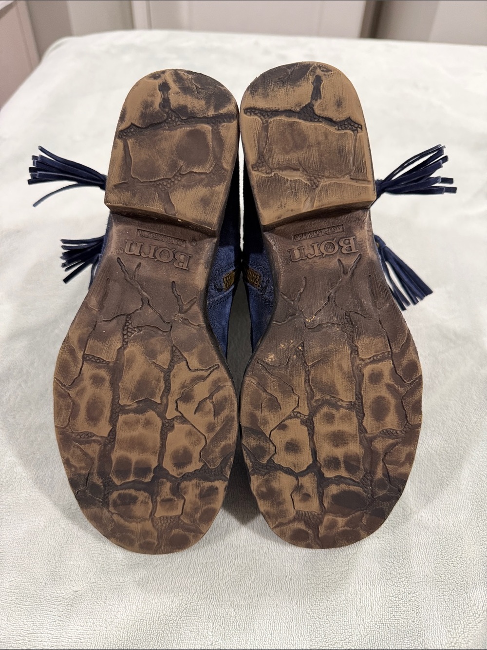 Born Navy Suede Tassel Wrap Ankle Boots - Picture 5 of 5
